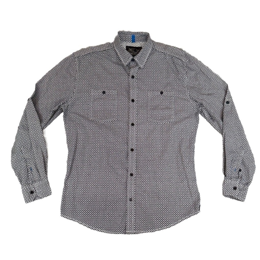 Drill Clothing Company NYC Men's Long Sleeve Button Up Shirt, Dark Gray, Size M